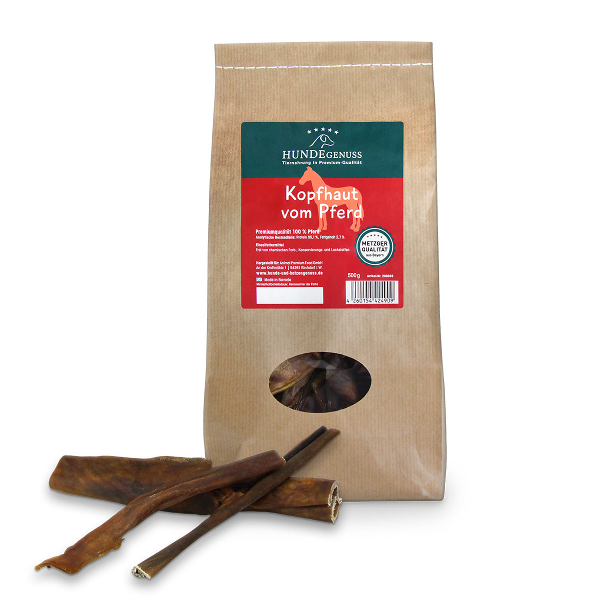 Kopfhaut vom Pferd 500g Beutel Unser Produkt Kopfhaut vom Pferd 500g Beutel